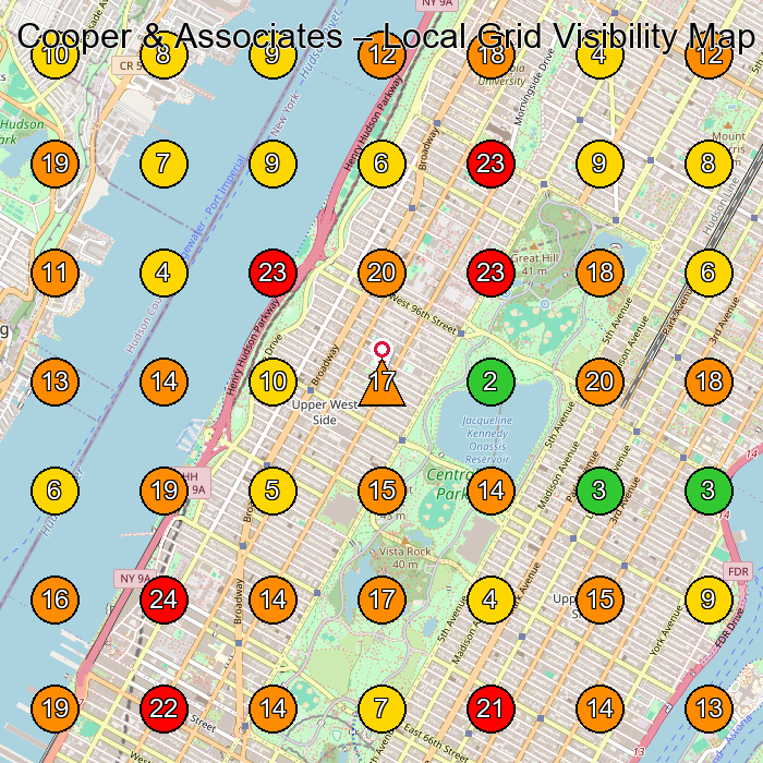 Cooper & Associates Family Law Attorney GeoGrid ranking map for New York NY