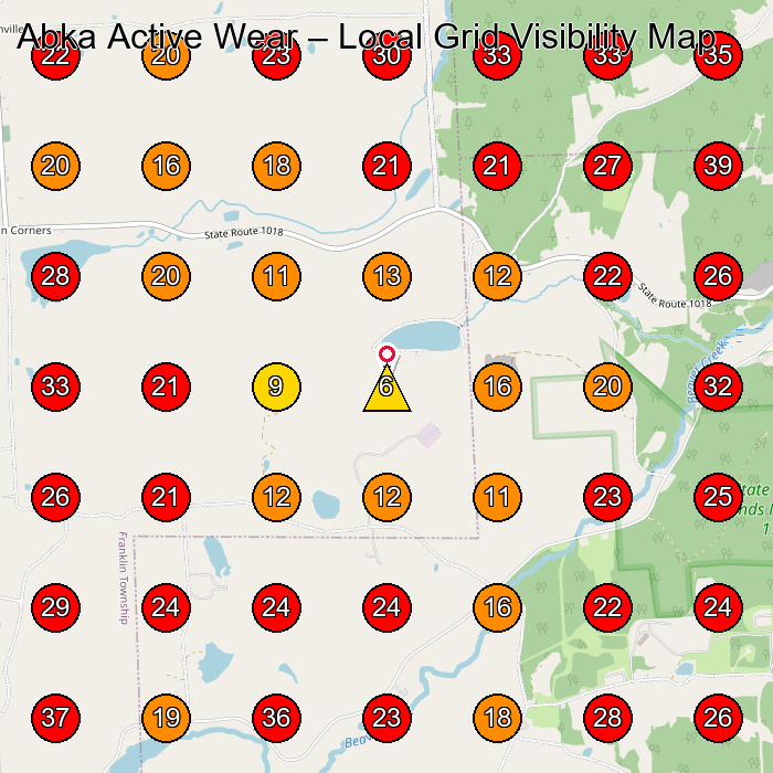 Abka Active Wear GeoGrid visibility map for Commercial Cleaning Service in None