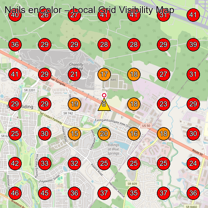 Nails enColor GeoGrid visibility map for Nail Salon in Stone Ridge