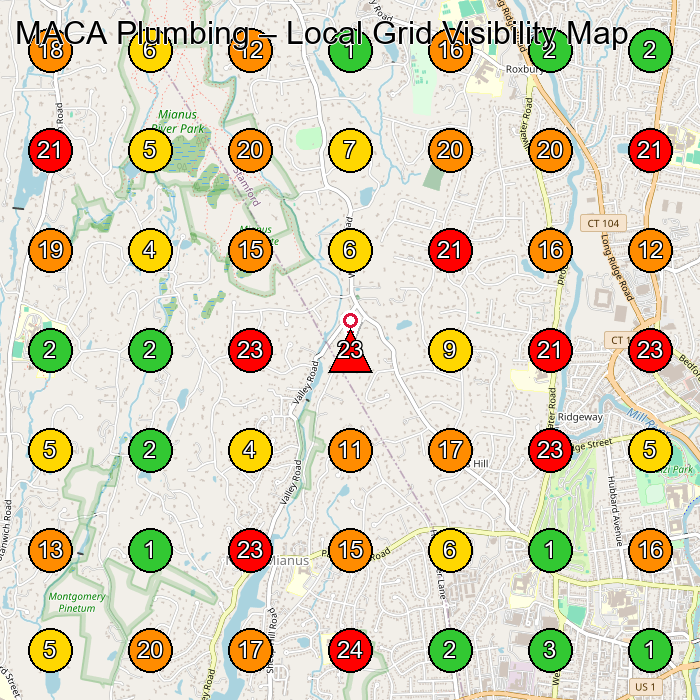 MACA Plumbing Plumber GeoGrid ranking map for None
