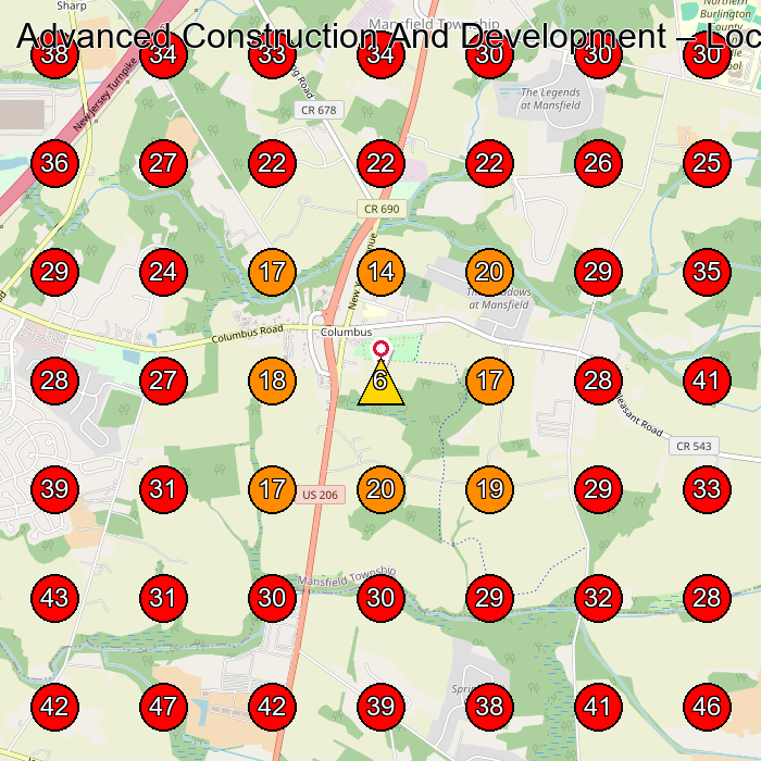 Advanced Construction And Development GeoGrid visibility map for Stucco Contractor in None
