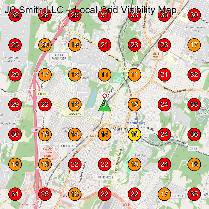 JC Smith LLC GeoGrid visibility map for Construction Company in None