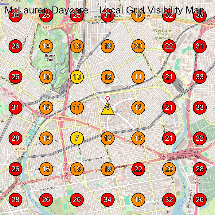 McLauren Daycare GeoGrid visibility map for Day Care Center in Bronx