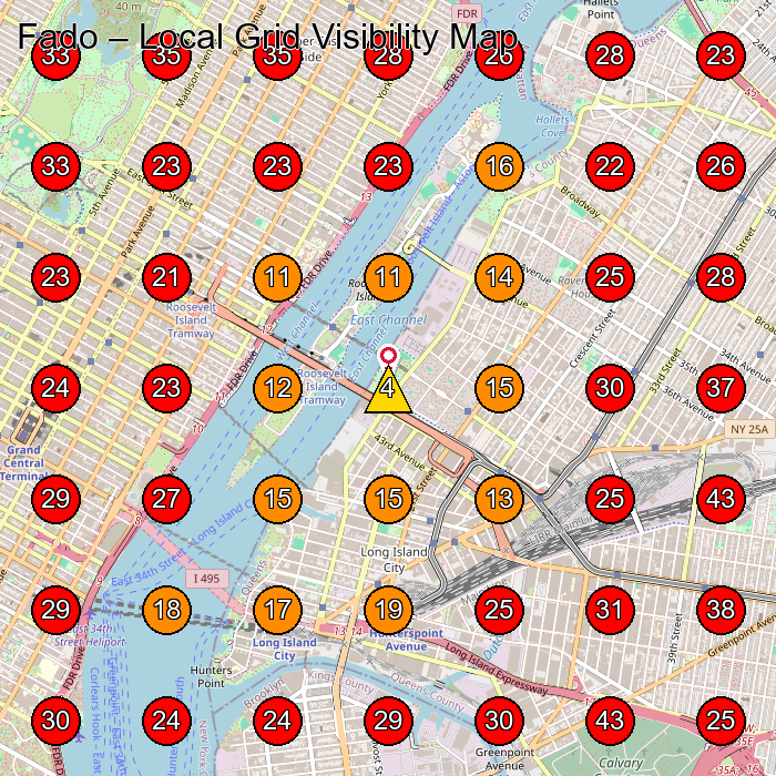 Fado GeoGrid visibility map for Boutique in Brooklyn