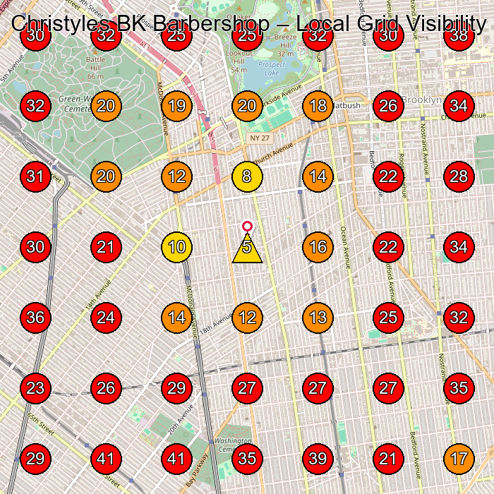 Christyles BK Barbershop GeoGrid visibility map for Barber Shop in Brooklyn