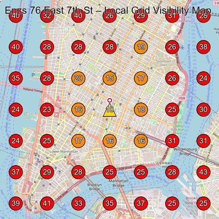 Enzs 76 East 7th St GeoGrid visibility map for Boutique in Brooklyn
