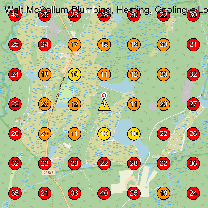 Walt McCollum Plumbing, Heating, Cooling GeoGrid visibility map for House Cleaning Service in None