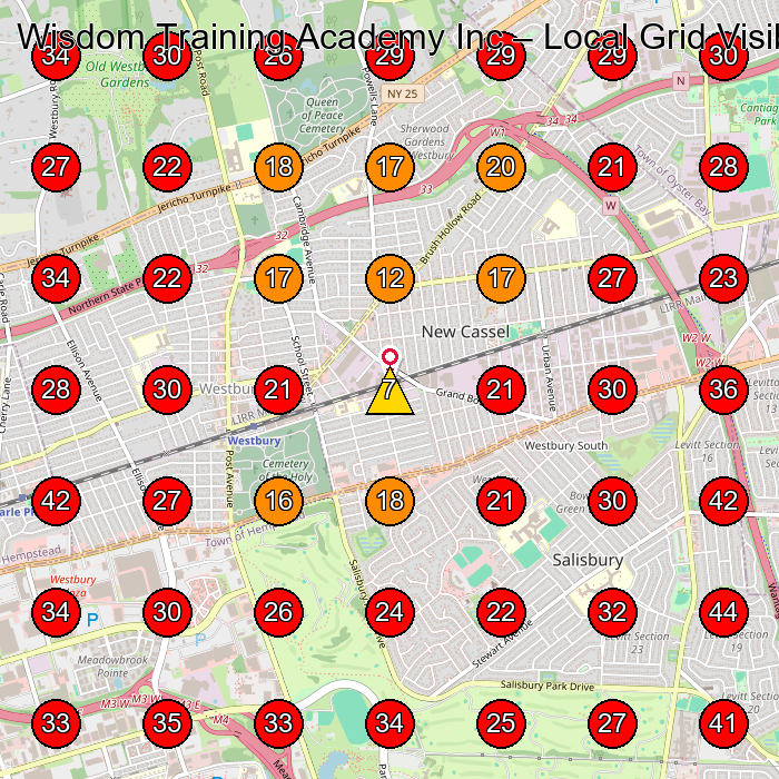 Wisdom Training Academy Inc GeoGrid visibility map for Training Centre in Levittown