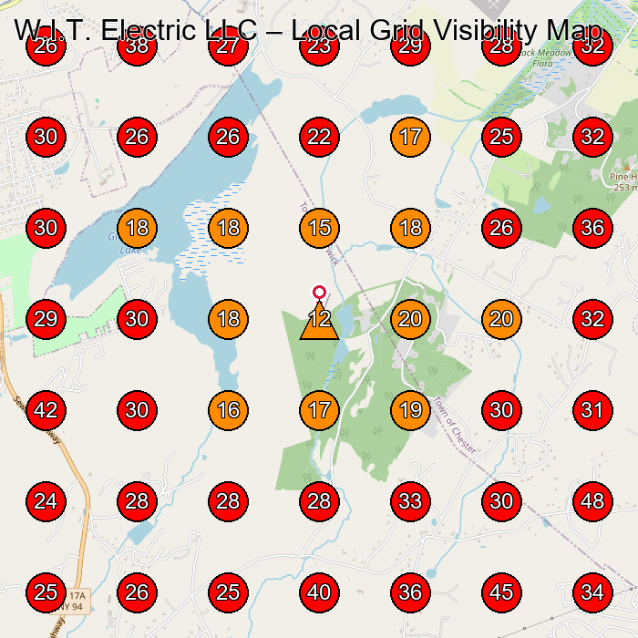 W.I.T. Electric LLC GeoGrid visibility map for Electrician in Goshen
