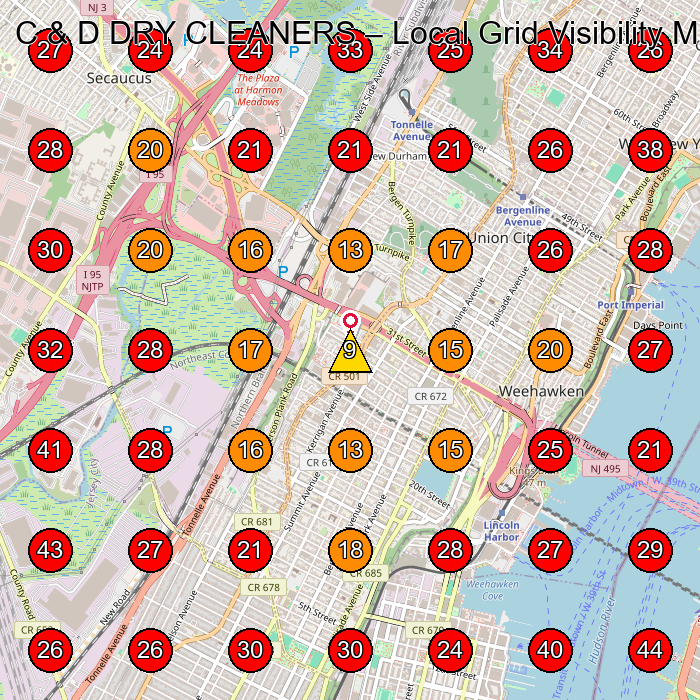 C & D DRY CLEANERS GeoGrid visibility map for Laundry Service in Union City