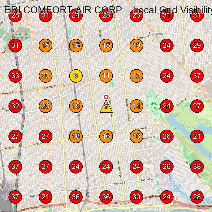 ERI COMFORT AIR CORP GeoGrid visibility map for Air Conditioning Contractor in Brooklyn