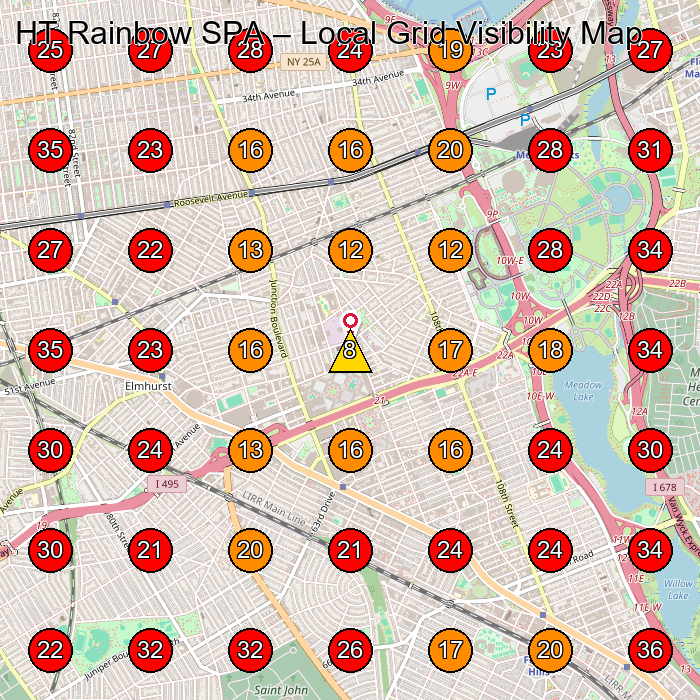 HT Rainbow SPA GeoGrid visibility map for Massage Spa in Elmhurst