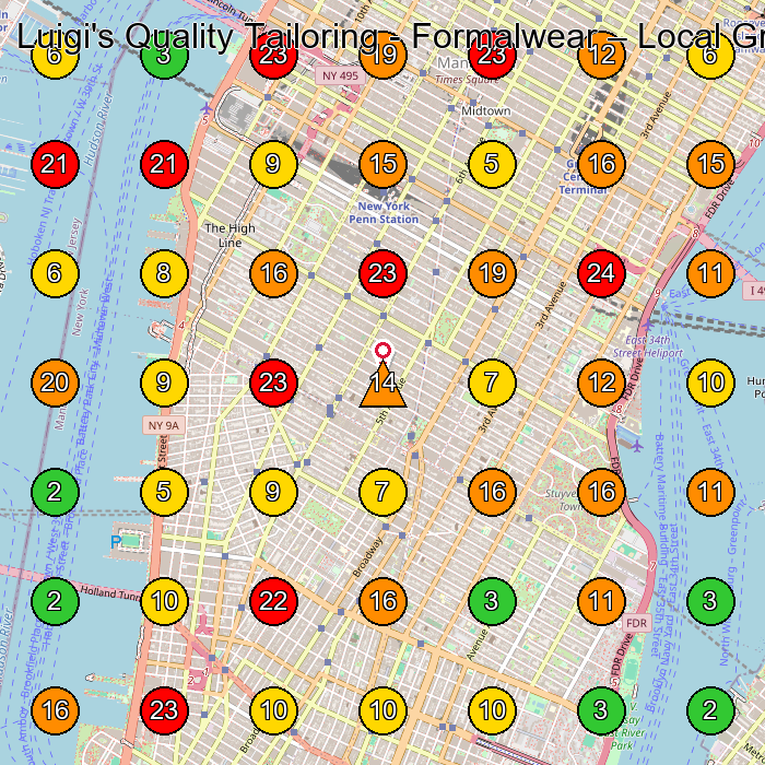 Luigi's Quality Tailoring - Formalwear Tailor GeoGrid ranking map for New York NY