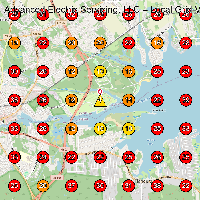 Advanced Electric Servicing, LLC GeoGrid visibility map for Electrician in None