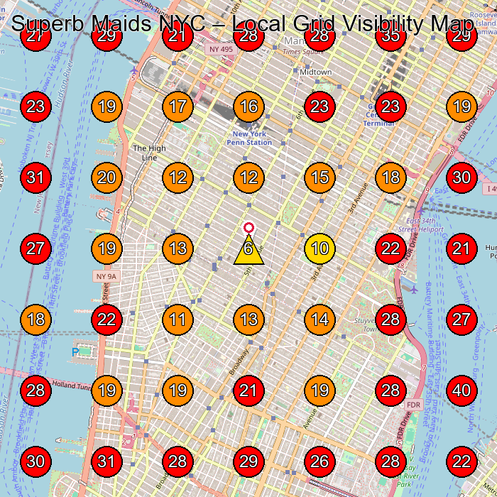 Superb Maids NYC GeoGrid visibility map for House Cleaning Service in New York