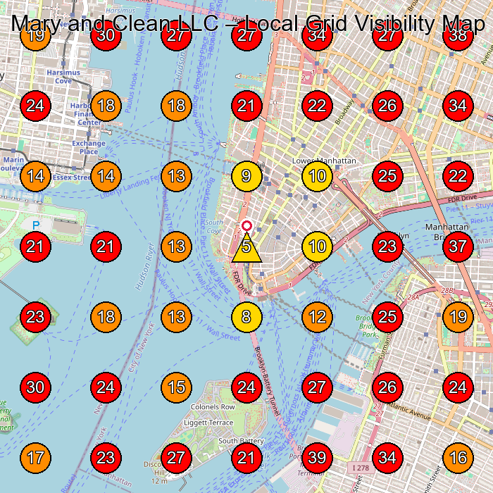 Mary and Clean LLC GeoGrid visibility map for House Cleaning Service in New York