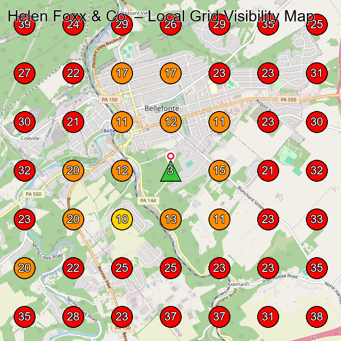 Helen Foxx & Co. GeoGrid visibility map for Massage Therapist in None