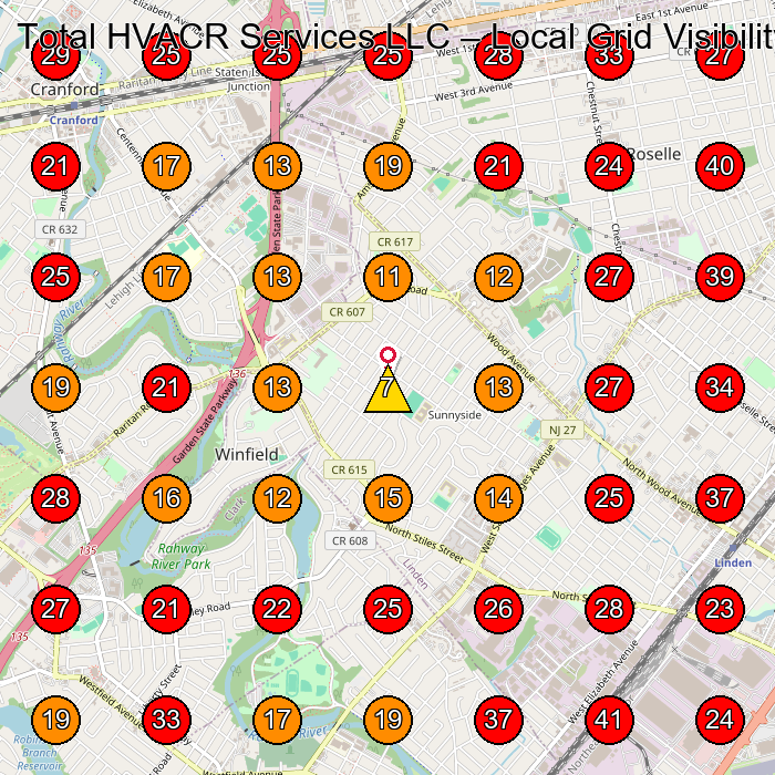 Total HVACR Services LLC GeoGrid visibility map for Hvac Contractor in None