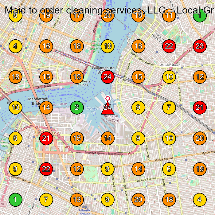 Maid to order cleaning services, LLC House Cleaning Service GeoGrid ranking map for None