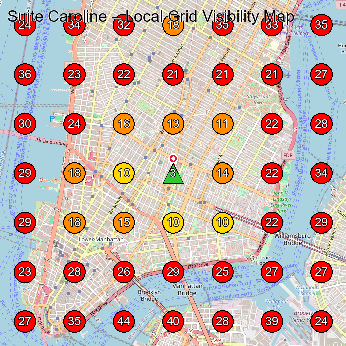 Suite Caroline GeoGrid visibility map for Skin Care Clinic in New York