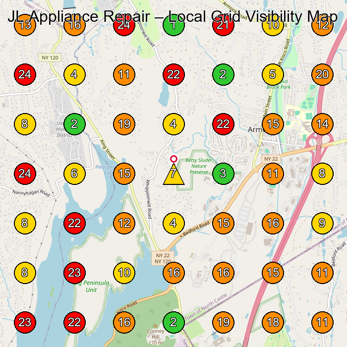 JL Appliance Repair Appliance Repair Service GeoGrid ranking map for None