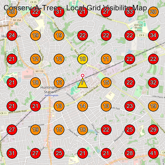 Conserv-A-Tree GeoGrid visibility map for Tree Service in Huntington Station