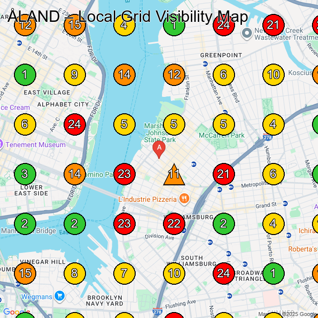 ÅLAND Brooklyn GeoGrid ranking map for Clothing store Brooklyn NY