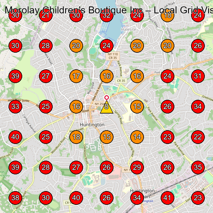 Morolay Children's Boutique Inc GeoGrid visibility map for Children'S Clothing Store in None