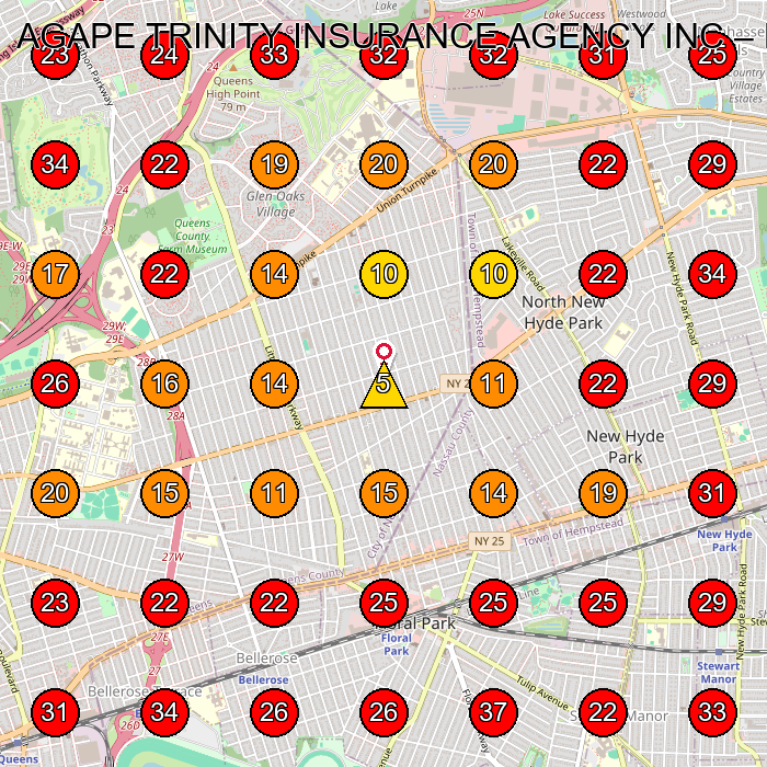 AGAPE TRINITY INSURANCE AGENCY INC GeoGrid visibility map for Insurance Agency in Great Neck