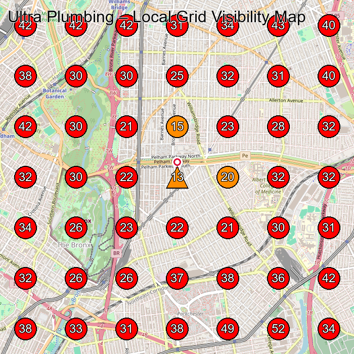 Ultra Plumbing GeoGrid visibility map for Plumber in Bronx