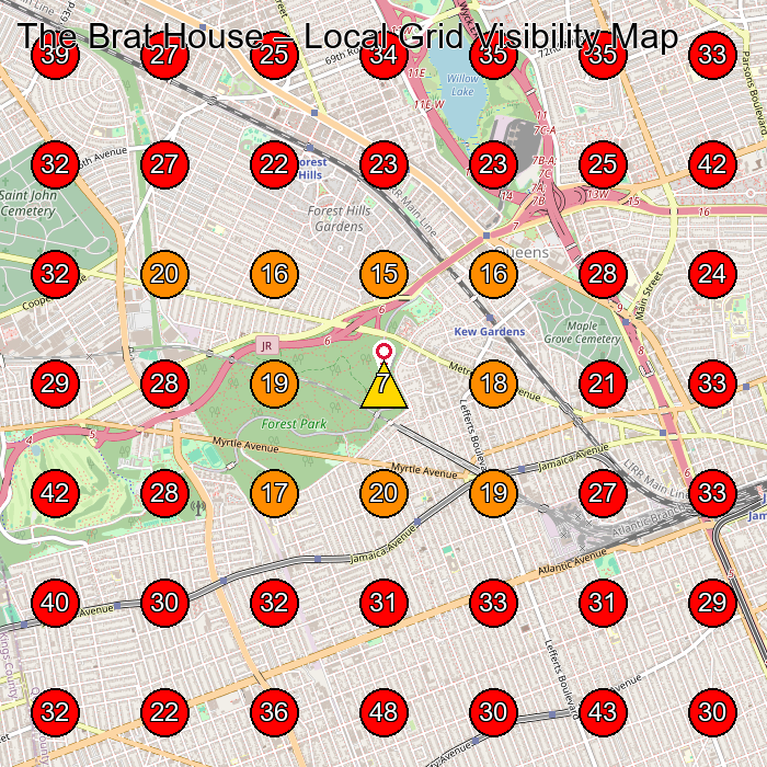 The Brat House GeoGrid visibility map for Beauty Salon in Jamaica