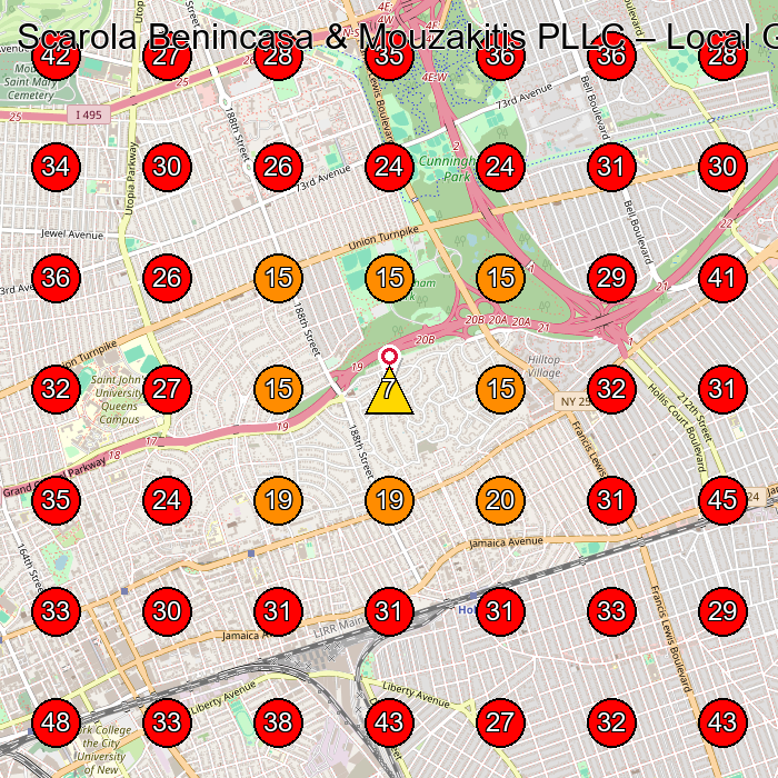 Scarola Benincasa & Mouzakitis PLLC GeoGrid visibility map for Real Estate Attorney in Jamaica