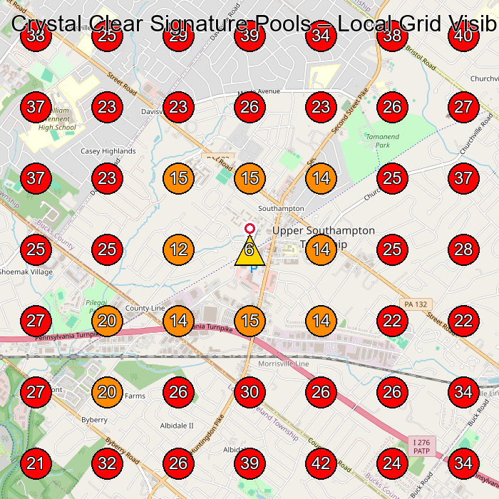 Crystal Clear Signature Pools GeoGrid visibility map for Electrician in Southampton