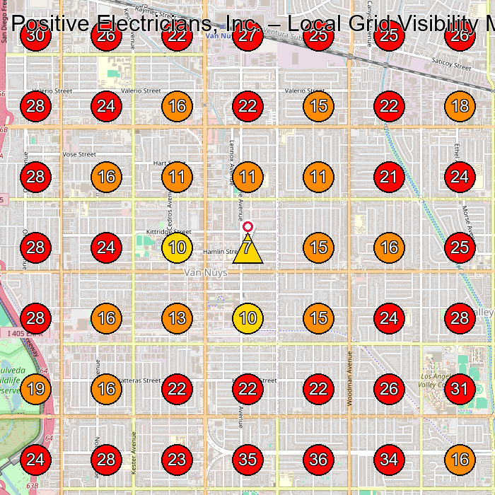 Positive Electricians, Inc. GeoGrid visibility map for Medical Spa in Encino