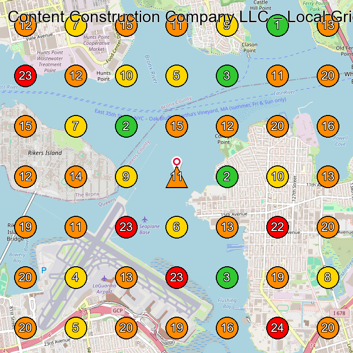 Content Construction Company LLC General Contractor GeoGrid ranking map for None