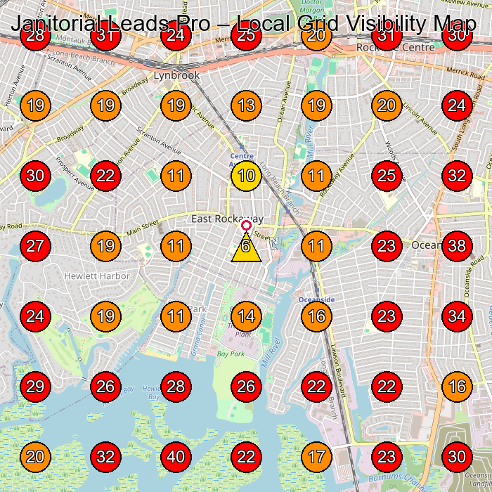 Janitorial Leads Pro GeoGrid visibility map for Commercial Cleaning Service in Island Park