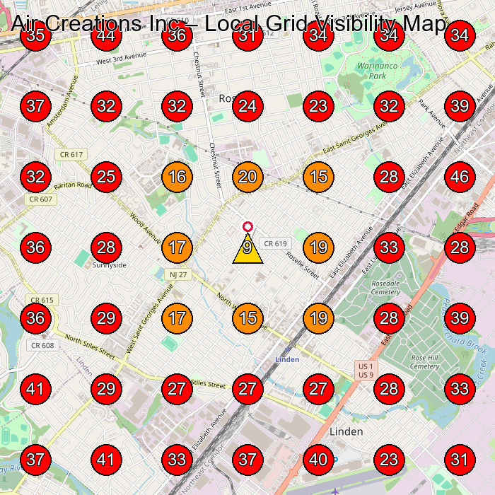 Air Creations Inc GeoGrid visibility map for Hvac Contractor in None