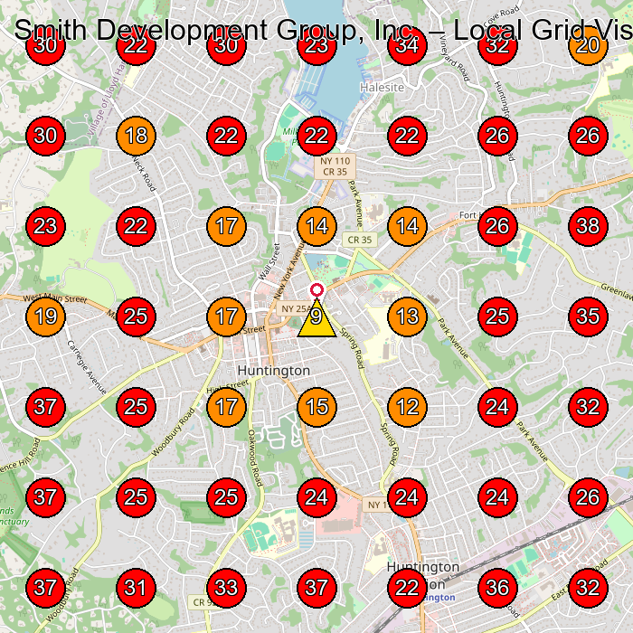 Smith Development Group, Inc. GeoGrid visibility map for Construction Company in Cold Spring Harbor