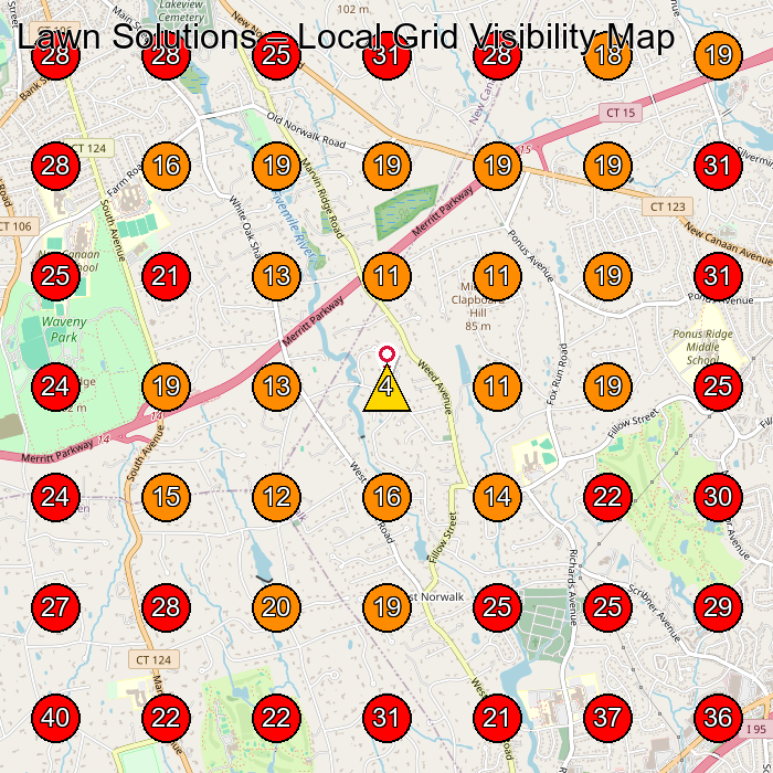 Lawn Solutions GeoGrid visibility map for Lawn Care Service in None
