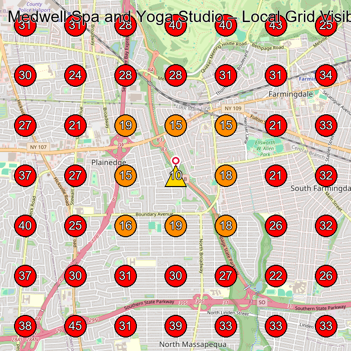 Medwell Spa and Yoga Studio GeoGrid visibility map for Medical Spa in Farmingdale