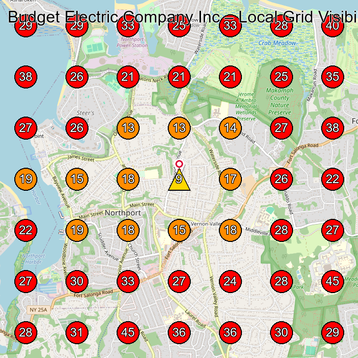 Budget Electric Company Inc GeoGrid visibility map for Electrician in None