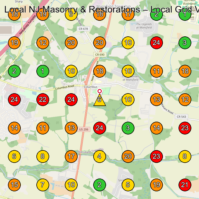 Local NJ Masonry & Restorations Masonry Contractor GeoGrid ranking map for None