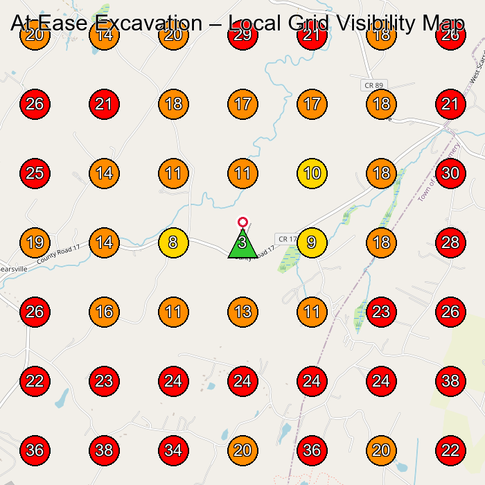 At Ease Excavation GeoGrid visibility map for Excavating Contractor in Middletown