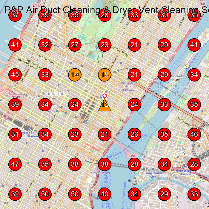 P&P Air Duct Cleaning & Dryer Vent Cleaning Services, NY GeoGrid visibility map for Construction Company in New York