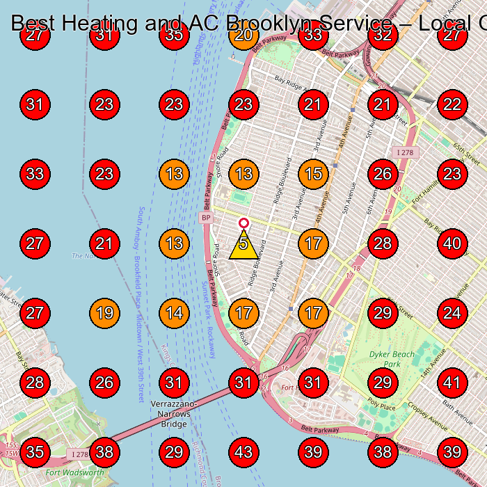 Best Heating and AC Brooklyn Service GeoGrid visibility map for Hvac Contractor in Brooklyn