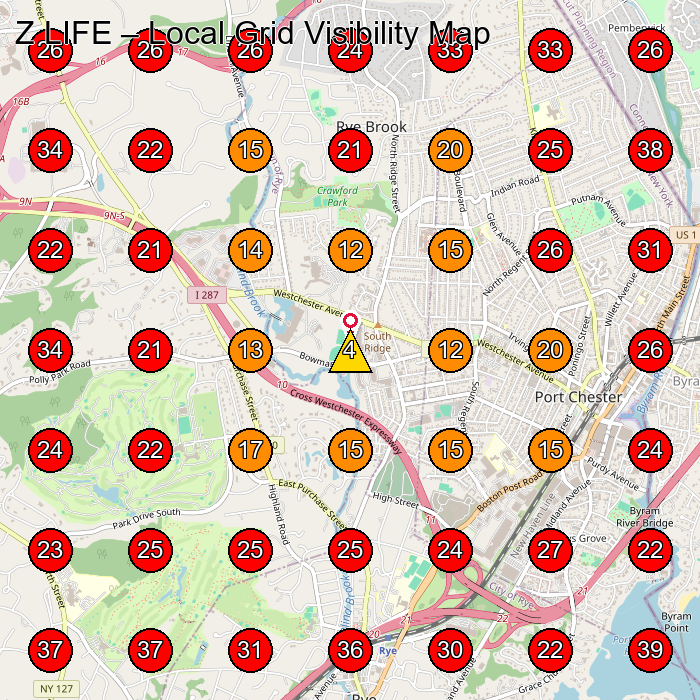 Z LIFE GeoGrid visibility map for Clothing Store in White Plains