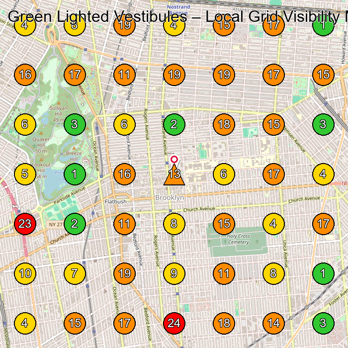 Green Lighted Vestibules Manufacturer GeoGrid ranking map for Brooklyn NY