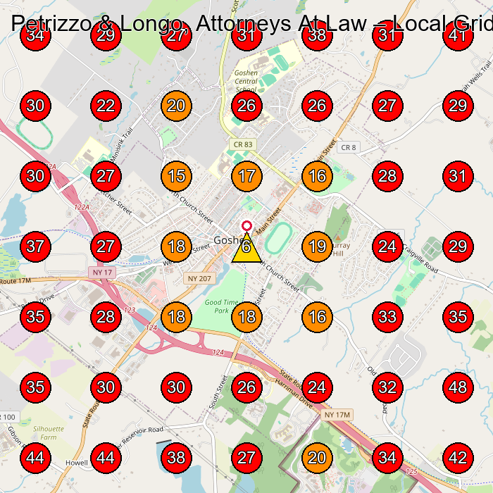 Petrizzo & Longo, Attorneys At Law GeoGrid visibility map for Bicycle Store in Goshen