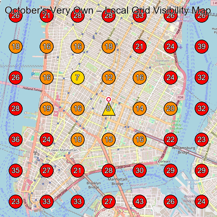 October's Very Own GeoGrid visibility map for Clothing Store in New York