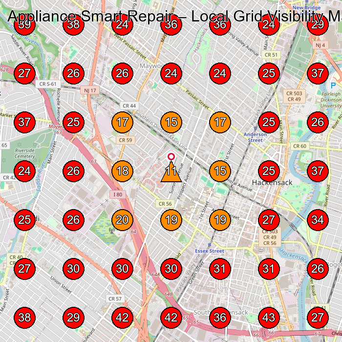 Appliance Smart Repair GeoGrid visibility map for Appliance Repair Service in Wallington